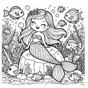 Pagina da Colorare di Sirena Incantevole