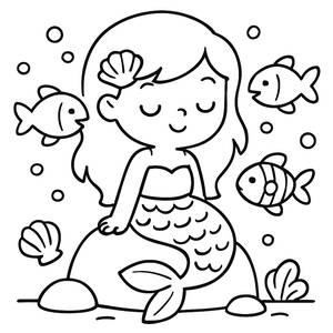 Página para Colorear de Sirena Encantadora