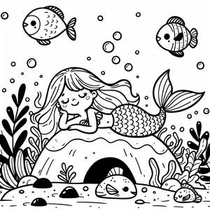 Pagina da Colorare di Sirena Incantevole