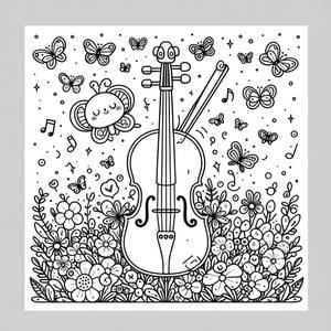 Pagina da Colorare il Violino Incantevole