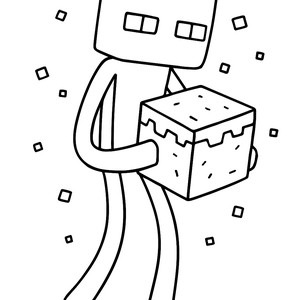 Enderman Coloring Page: Block and Purple Particles Fun!