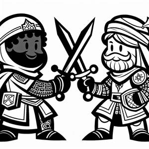 Page à Colorier Chevaliers en Combat