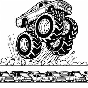 Эпичная Раскраска Монстр-Трака Прыгающего