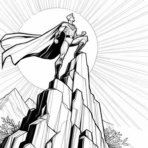 Раскраска Супергероя: Герой на Горе