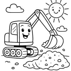 Excavator Adventure Coloring Page