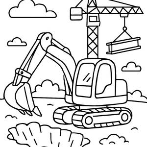 Excavator Digging Coloring Page