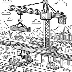 Page à Colorier d'une Grue Passionnante pour Enfants