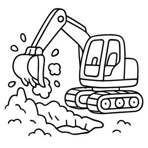Página para Colorear de Excavadora Emocionante