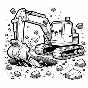 Веселая Раскраска Экскаватора