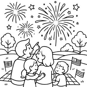 Familien Feuerwerksmalvorlage