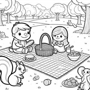 Family Picnic Coloring Page
