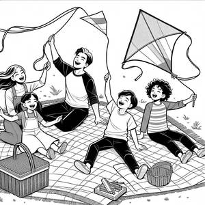 Familien-Picknick Malvorlage