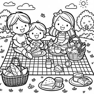Familien-Picknick Malvorlage
