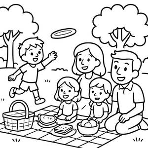 Family Picnic Coloring Page