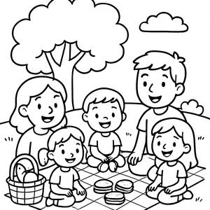 Familien-Picknick Malvorlage