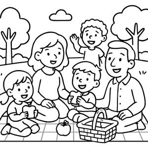 Family Picnic Coloring Page