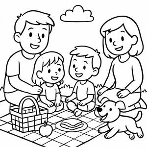 Family Picnic Coloring Page