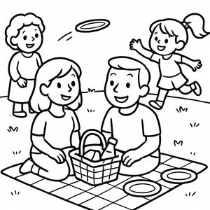 Familien-Picknick Malvorlage