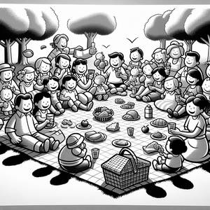 Familien-Picknick Ausmalbild