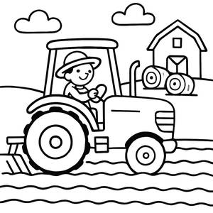 Page à Colorier de Tracteur à la Ferme