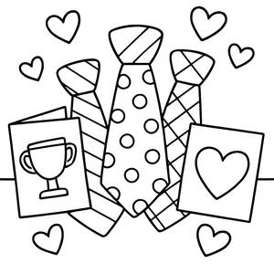 Father's Day Coloring Page: Ties and Handmade Cards