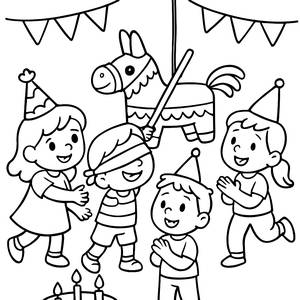 Festive Birthday Party Coloring Page