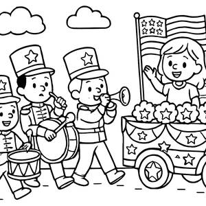 Festive Independence Day Parade Coloring Page