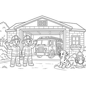 Fire Station Coloring Page