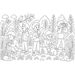 Five Senses in the Garden Coloring Page