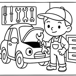 Fix-It Fun: Mechanic Coloring Page