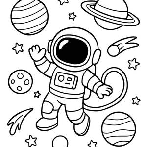 Floating Astronaut Coloring Page