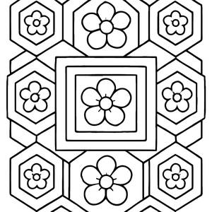 Florale Geometrische Wandteppich Ausmalbild