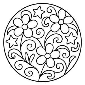 Flower and Star Mandala Coloring Page