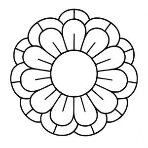 Blütenmandala Ausmalbild - Große Blütenblätter und Runder Mittelpunkt