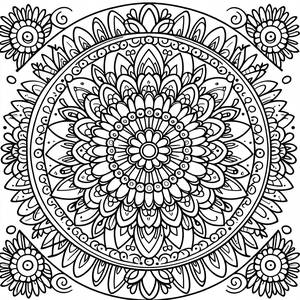Página para Colorear Mandala de Flores y Espirales