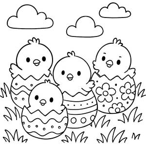 Flauschige Küken Malvorlage für Ostern