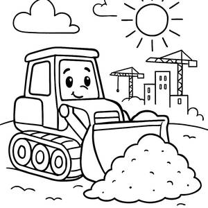 Friendly Bulldozer Coloring Page