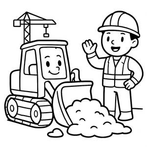 Friendly Bulldozer Coloring Page