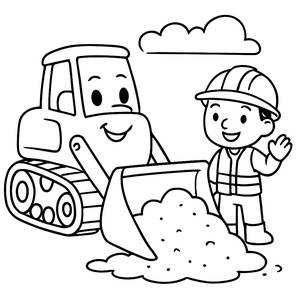 Friendly Bulldozer Coloring Page