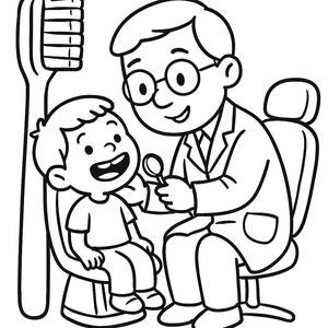 Friendly Dentist Coloring Page