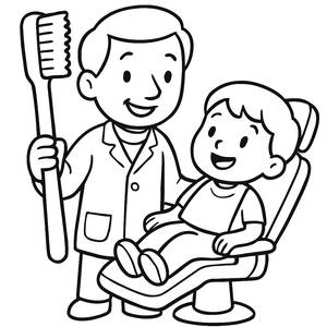Friendly Dentist Coloring Page