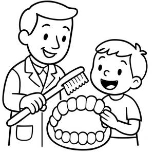 Pagina da Colorare del Dentista Amichevole
