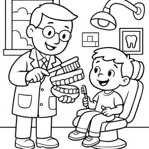 Friendly Dentist Coloring Page