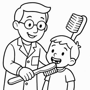 Friendly Dentist Coloring Page