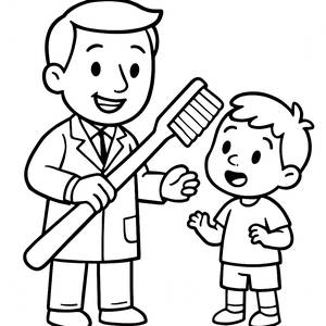 Friendly Dentist Coloring Page