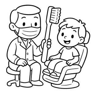Friendly Dentist Coloring Page