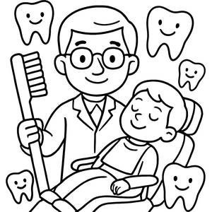 Friendly Dentist Coloring Page