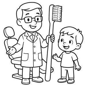 Friendly Dentist Coloring Page