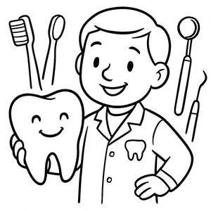 Friendly Dentist Coloring Page