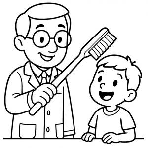 Friendly Dentist Coloring Page